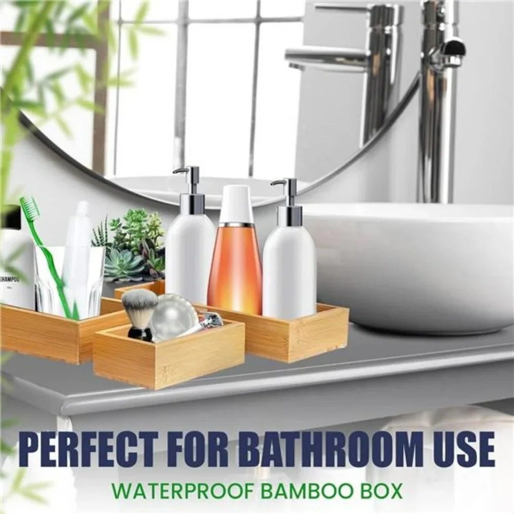 Bamboo drawer organizer set of 5 wooden storage trays kitchen desk vanity makeup
